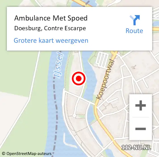Locatie op kaart van de 112 melding: Ambulance Met Spoed Naar Doesburg, Contre Escarpe op 15 september 2021 19:54