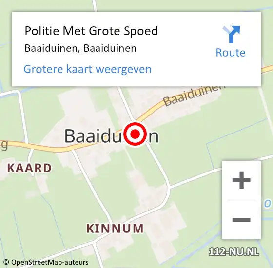 Locatie op kaart van de 112 melding: Politie Met Grote Spoed Naar Baaiduinen, Baaiduinen op 15 september 2021 20:16