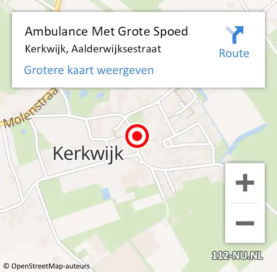 Locatie op kaart van de 112 melding: Ambulance Met Grote Spoed Naar Kerkwijk, Aalderwijksestraat op 16 september 2021 04:53