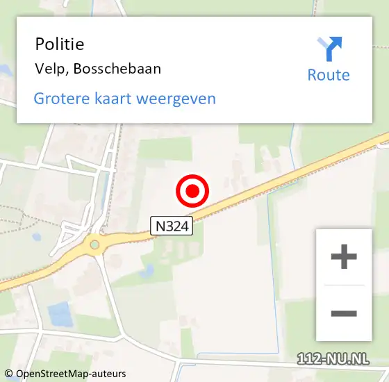 Locatie op kaart van de 112 melding: Politie Velp, Bosschebaan op 16 september 2021 08:21