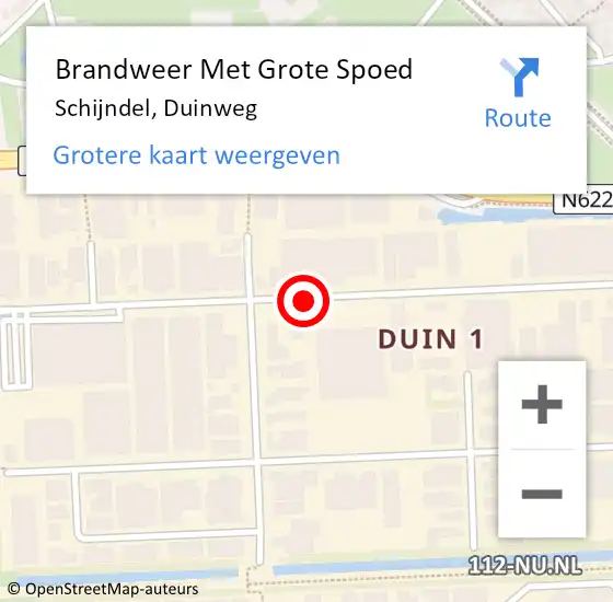 Locatie op kaart van de 112 melding: Brandweer Met Grote Spoed Naar Schijndel, Duinweg op 16 september 2021 09:53