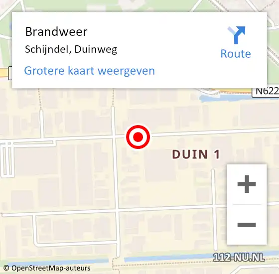 Locatie op kaart van de 112 melding: Brandweer Schijndel, Duinweg op 16 september 2021 09:59