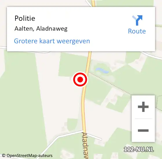Locatie op kaart van de 112 melding: Politie Aalten, Aladnaweg op 16 september 2021 10:27
