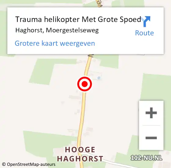 Locatie op kaart van de 112 melding: Trauma helikopter Met Grote Spoed Naar Haghorst, Moergestelseweg op 16 september 2021 10:31