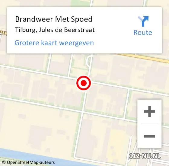 Locatie op kaart van de 112 melding: Brandweer Met Spoed Naar Tilburg, Jules de Beerstraat op 16 september 2021 10:59
