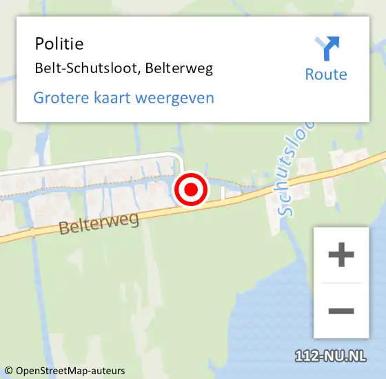 Locatie op kaart van de 112 melding: Politie Belt-Schutsloot, Belterweg op 16 september 2021 14:07