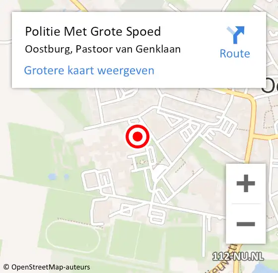 Locatie op kaart van de 112 melding: Politie Met Grote Spoed Naar Oostburg, Pastoor van Genklaan op 16 september 2021 15:40