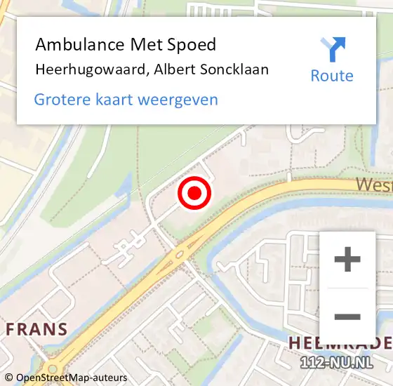 Locatie op kaart van de 112 melding: Ambulance Met Spoed Naar Heerhugowaard, Albert Soncklaan op 16 september 2021 16:17