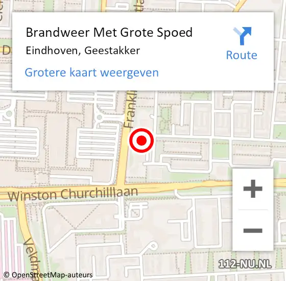 Locatie op kaart van de 112 melding: Brandweer Met Grote Spoed Naar Eindhoven, Geestakker op 16 september 2021 18:35