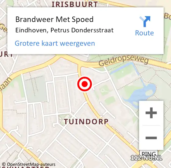 Locatie op kaart van de 112 melding: Brandweer Met Spoed Naar Eindhoven, Petrus Dondersstraat op 16 september 2021 21:40