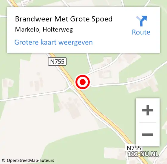 Locatie op kaart van de 112 melding: Brandweer Met Grote Spoed Naar Markelo, Holterweg op 16 september 2021 22:35