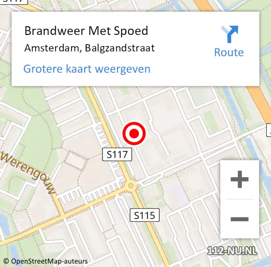 Locatie op kaart van de 112 melding: Brandweer Met Spoed Naar Amsterdam, Balgzandstraat op 17 september 2021 08:03