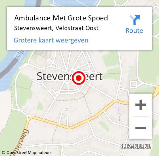 Locatie op kaart van de 112 melding: Ambulance Met Grote Spoed Naar Stevensweert, Veldstraat Oost op 17 september 2021 08:47