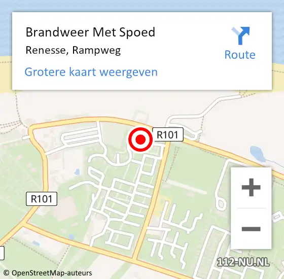 Locatie op kaart van de 112 melding: Brandweer Met Spoed Naar Renesse, Rampweg op 17 september 2021 11:41
