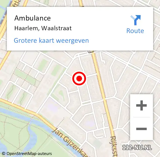 Locatie op kaart van de 112 melding: Ambulance Haarlem, Waalstraat op 17 september 2021 12:01