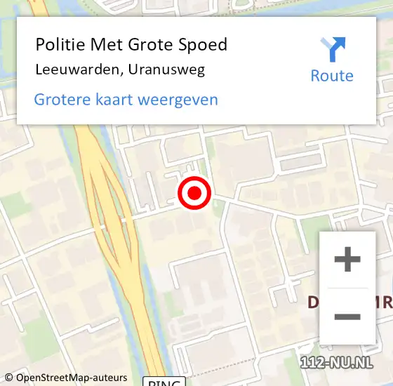 Locatie op kaart van de 112 melding: Politie Met Grote Spoed Naar Leeuwarden, Uranusweg op 17 september 2021 14:01