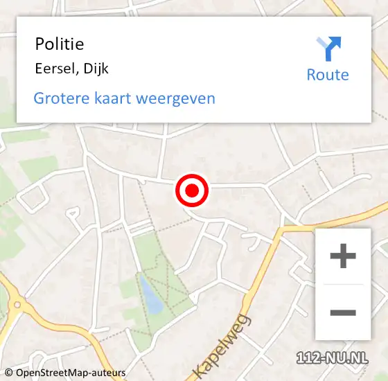 Locatie op kaart van de 112 melding: Politie Eersel, Dijk op 17 september 2021 14:08