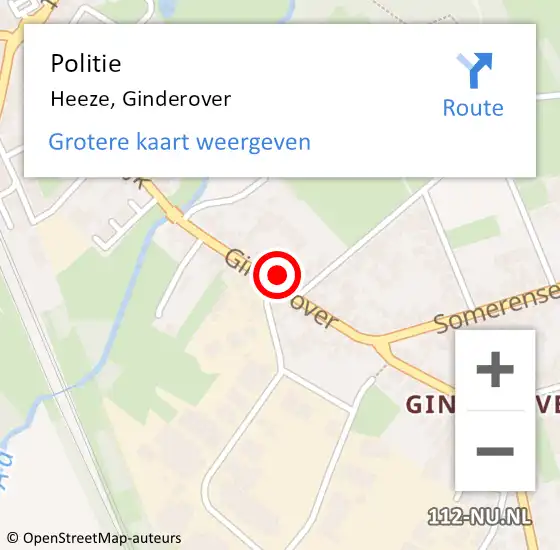 Locatie op kaart van de 112 melding: Politie Heeze, Ginderover op 17 september 2021 14:29
