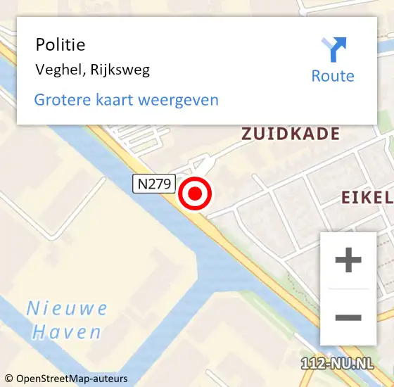 Locatie op kaart van de 112 melding: Politie Veghel, Rijksweg op 17 september 2021 15:11