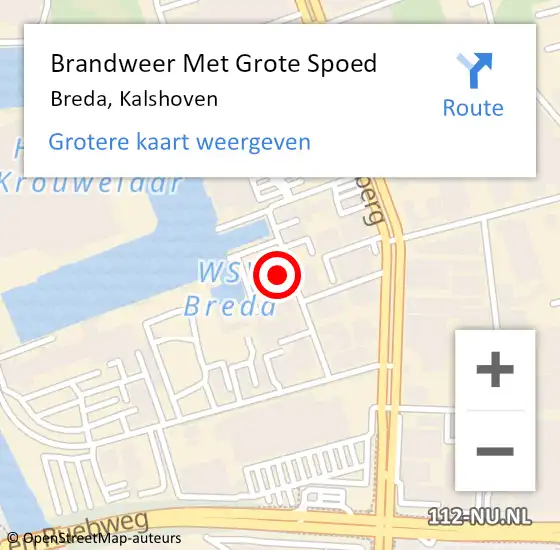 Locatie op kaart van de 112 melding: Brandweer Met Grote Spoed Naar Breda, Kalshoven op 17 september 2021 17:58