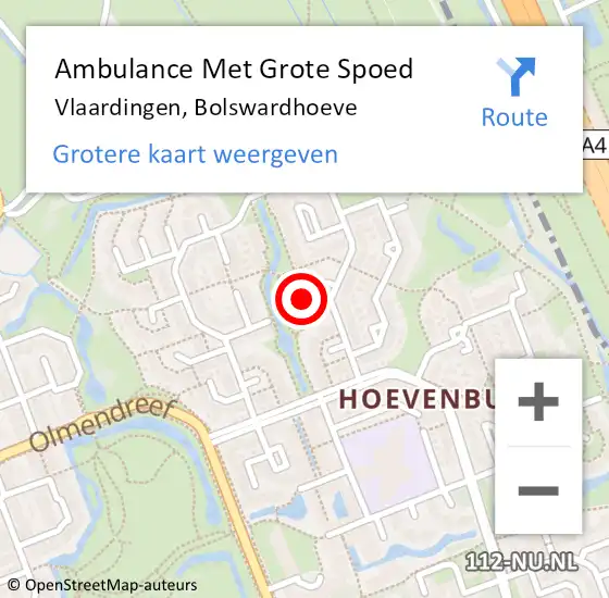 Locatie op kaart van de 112 melding: Ambulance Met Grote Spoed Naar Vlaardingen, Bolswardhoeve op 17 september 2021 18:01