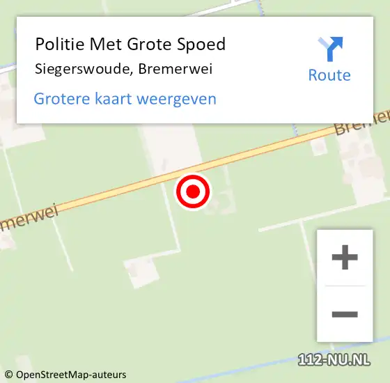 Locatie op kaart van de 112 melding: Politie Met Grote Spoed Naar Siegerswoude, Bremerwei op 17 september 2021 20:18