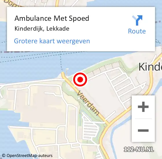 Locatie op kaart van de 112 melding: Ambulance Met Spoed Naar Kinderdijk, Lekkade op 17 september 2021 21:01