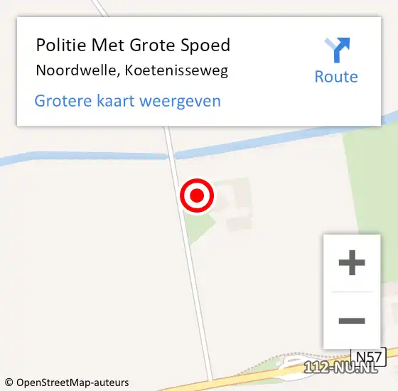 Locatie op kaart van de 112 melding: Politie Met Grote Spoed Naar Noordwelle, Koetenisseweg op 17 september 2021 22:23