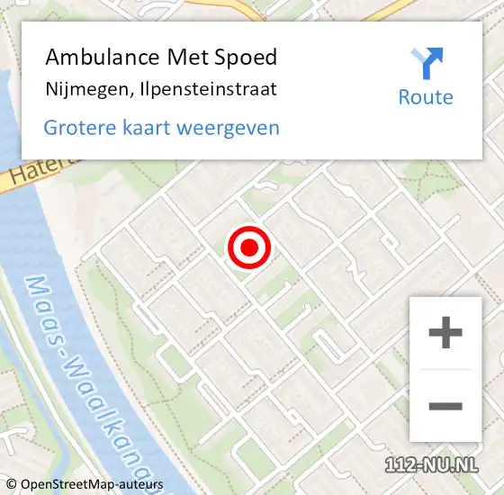 Locatie op kaart van de 112 melding: Ambulance Met Spoed Naar Nijmegen, Ilpensteinstraat op 17 september 2021 23:12