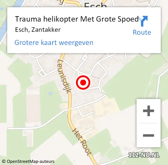 Locatie op kaart van de 112 melding: Trauma helikopter Met Grote Spoed Naar Esch, Zantakker op 18 september 2021 00:16