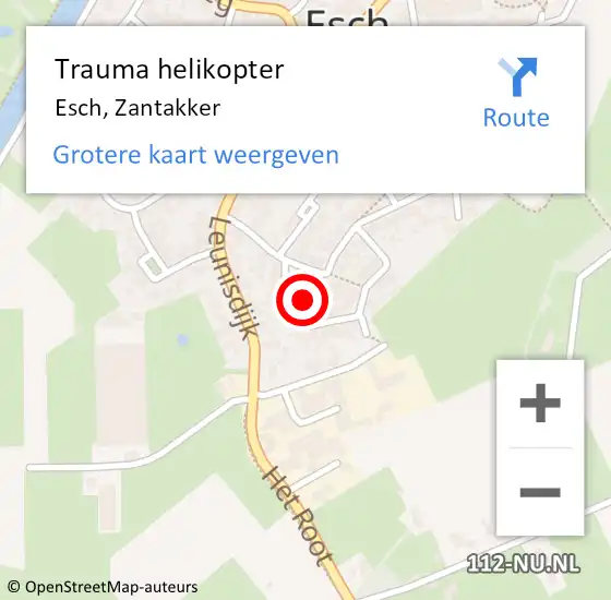 Locatie op kaart van de 112 melding: Trauma helikopter Esch, Zantakker op 18 september 2021 00:16
