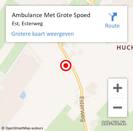 Locatie op kaart van de 112 melding: Ambulance Met Grote Spoed Naar Est, Esterweg op 18 september 2021 11:23