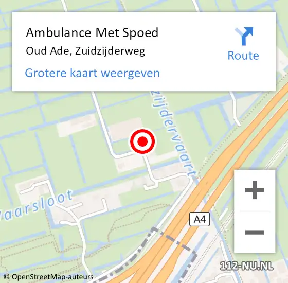 Locatie op kaart van de 112 melding: Ambulance Met Spoed Naar Oud Ade, Zuidzijderweg op 18 september 2021 12:02