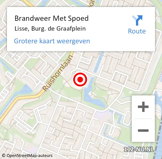 Locatie op kaart van de 112 melding: Brandweer Met Spoed Naar Lisse, Burg. de Graafplein op 18 september 2021 13:46