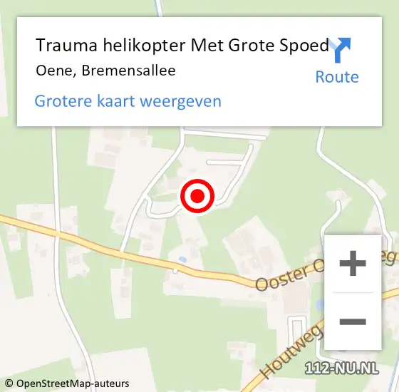 Locatie op kaart van de 112 melding: Trauma helikopter Met Grote Spoed Naar Oene, Bremensallee op 18 september 2021 13:51