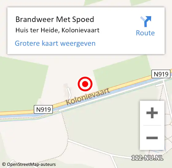 Locatie op kaart van de 112 melding: Brandweer Met Spoed Naar Huis ter Heide, Kolonievaart op 18 september 2021 14:51