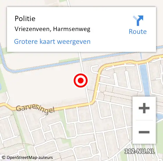 Locatie op kaart van de 112 melding: Politie Vriezenveen, Harmsenweg op 18 september 2021 15:05