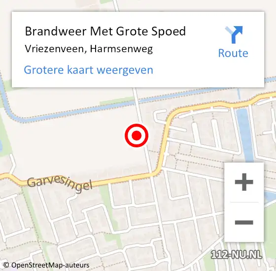 Locatie op kaart van de 112 melding: Brandweer Met Grote Spoed Naar Vriezenveen, Harmsenweg op 18 september 2021 15:07