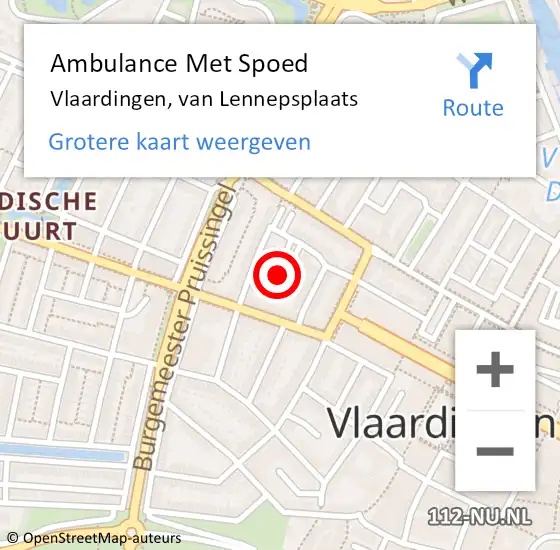 Locatie op kaart van de 112 melding: Ambulance Met Spoed Naar Vlaardingen, van Lennepsplaats op 18 september 2021 16:10