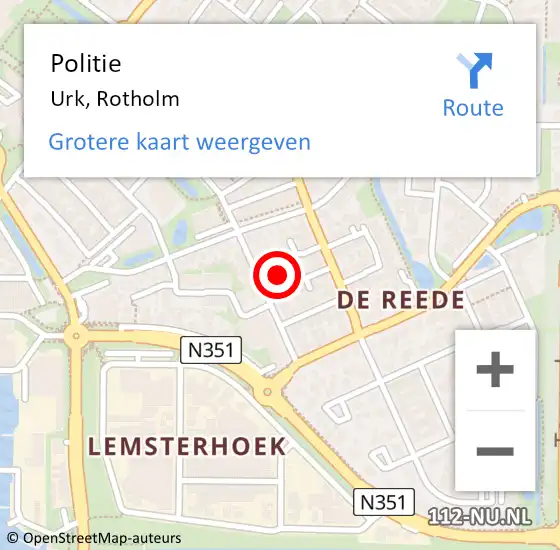 Locatie op kaart van de 112 melding: Politie Urk, Rotholm op 18 september 2021 17:37