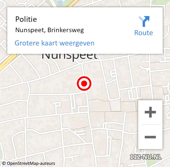 Locatie op kaart van de 112 melding: Politie Nunspeet, Brinkersweg op 18 september 2021 17:42