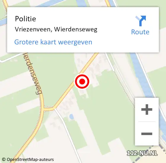 Locatie op kaart van de 112 melding: Politie Vriezenveen, Wierdenseweg op 18 september 2021 18:15