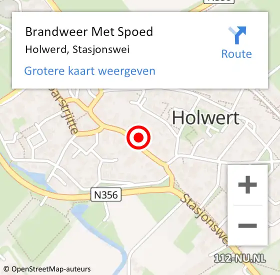 Locatie op kaart van de 112 melding: Brandweer Met Spoed Naar Holwerd, Stasjonswei op 18 september 2021 20:59