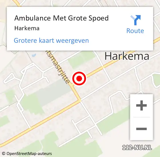 Locatie op kaart van de 112 melding: Ambulance Met Grote Spoed Naar Harkema op 18 september 2021 22:13