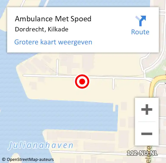 Locatie op kaart van de 112 melding: Ambulance Met Spoed Naar Dordrecht, Kilkade op 19 september 2021 08:54