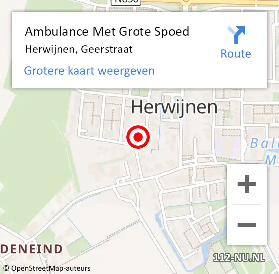 Locatie op kaart van de 112 melding: Ambulance Met Grote Spoed Naar Herwijnen, Geerstraat op 19 september 2021 10:06