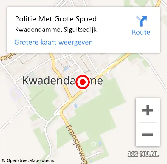 Locatie op kaart van de 112 melding: Politie Met Grote Spoed Naar Kwadendamme, Siguitsedijk op 19 september 2021 12:45