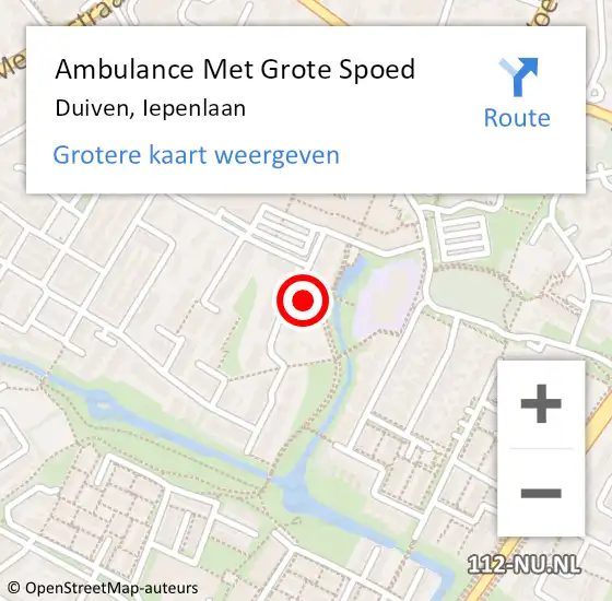 Locatie op kaart van de 112 melding: Ambulance Met Grote Spoed Naar Duiven, Iepenlaan op 19 september 2021 15:26