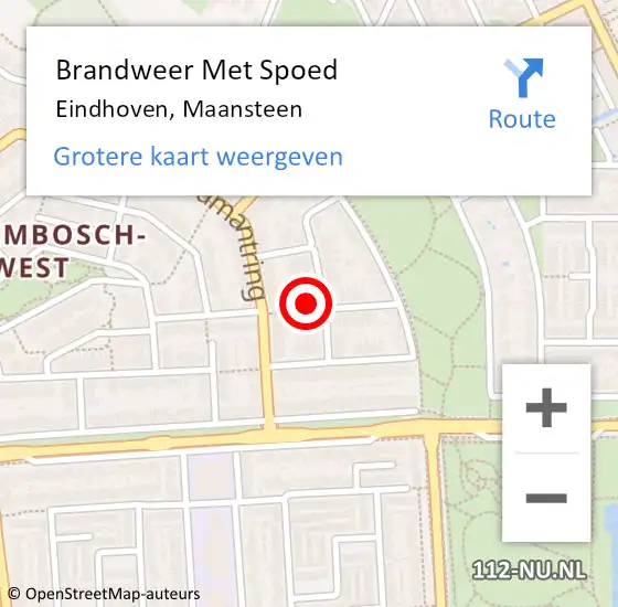 Locatie op kaart van de 112 melding: Brandweer Met Spoed Naar Eindhoven, Maansteen op 19 september 2021 16:42