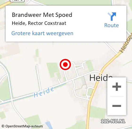 Locatie op kaart van de 112 melding: Brandweer Met Spoed Naar Heide, Rector Coxstraat op 19 september 2021 17:56